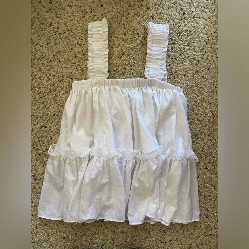 Women's Ruffled White Top - Picture 14 of 14